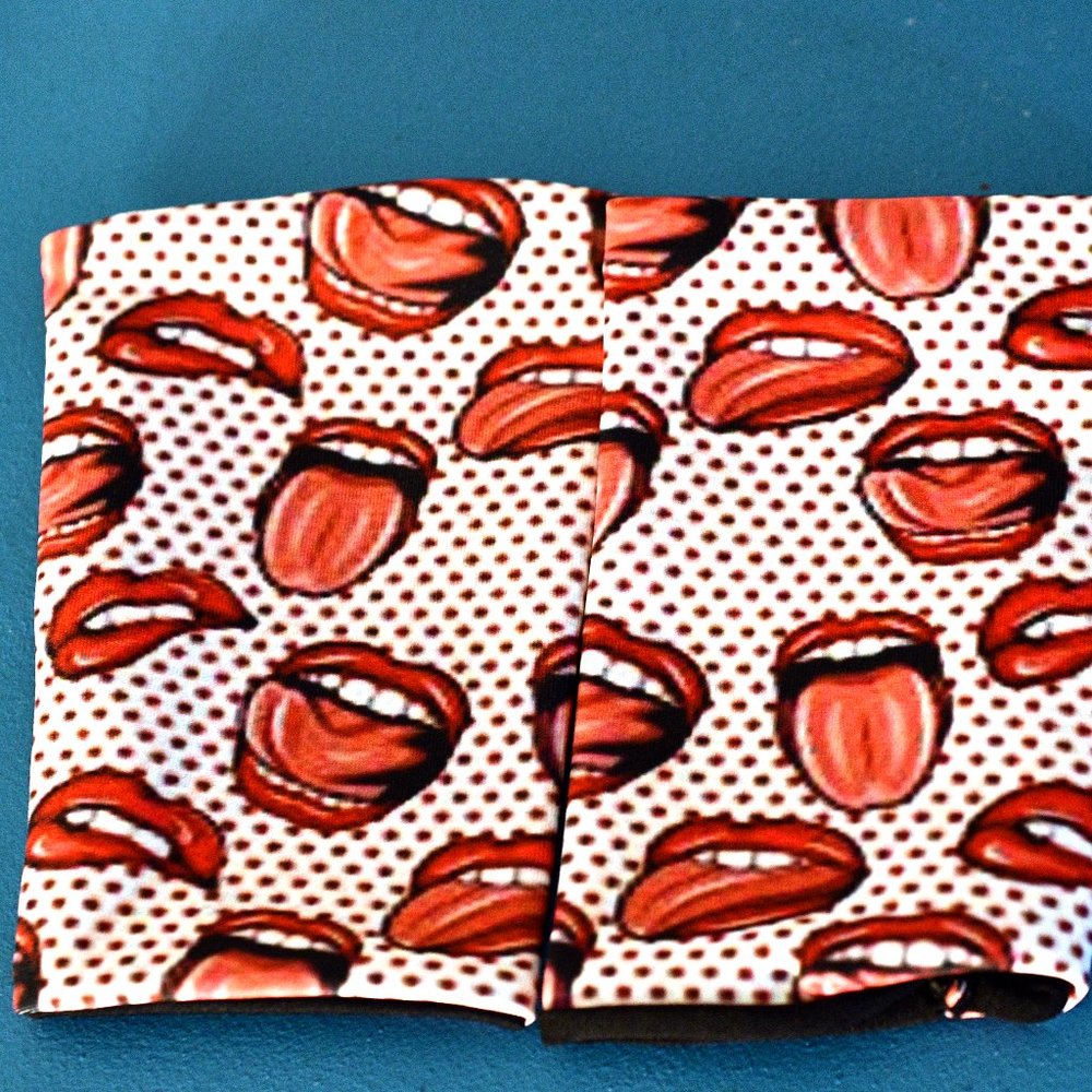 Hoodlum Fang Red Lip Print Pole Heel Covers NEW!